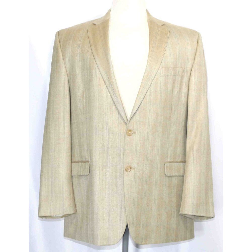 Ralph Lauren Wool Silk Beige Gold‎ Blazer Sport Jacket Coat Mens Size 44 Long